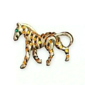 Vintage Zebra Rhinestone Brooch